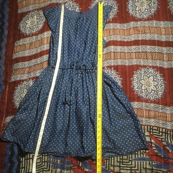 VTG Y2K dELiA*s Lace Cotton Blue & White Polka Dot Dress RARE Vintage Midi Mini - Picture 9 of 16